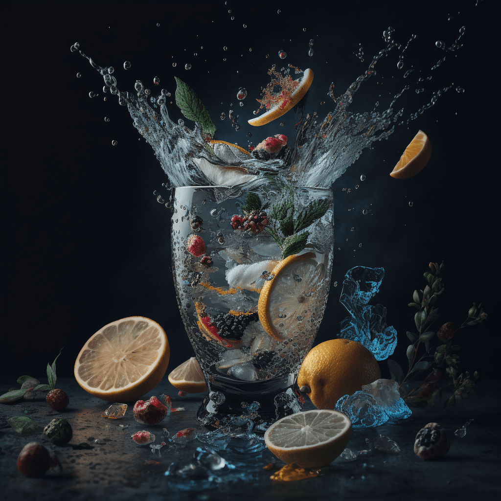 Питьевая вода в стакане с фруктами